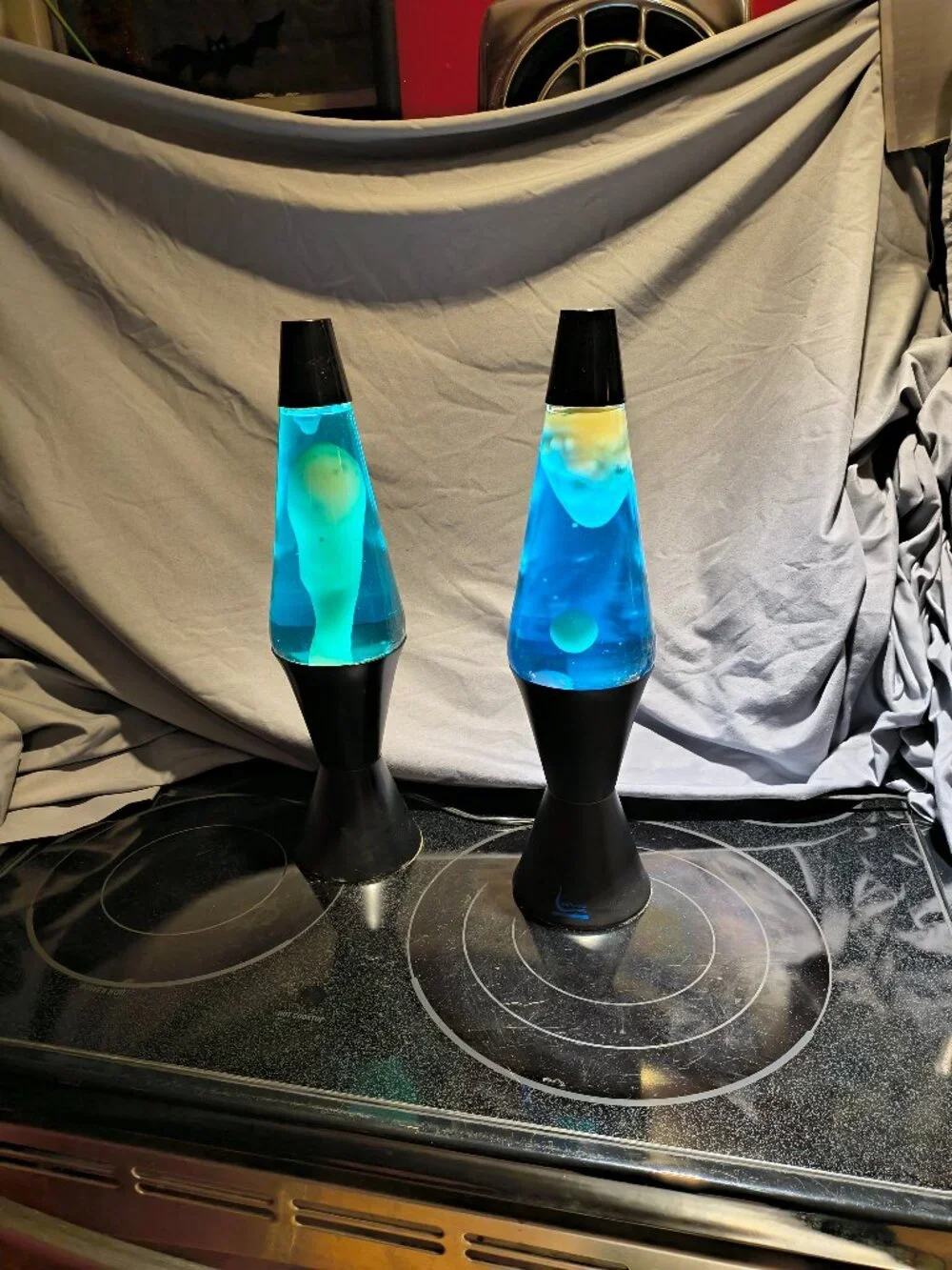 set of 2 blue/white/black vintage 1990s Lava Lite 